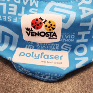 customised Stelvio Marathon 2021 cyan coloured stirnbands