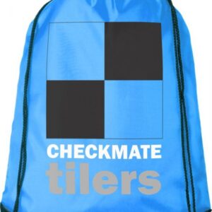 backpack bag light blue customised with multicoloured logo print